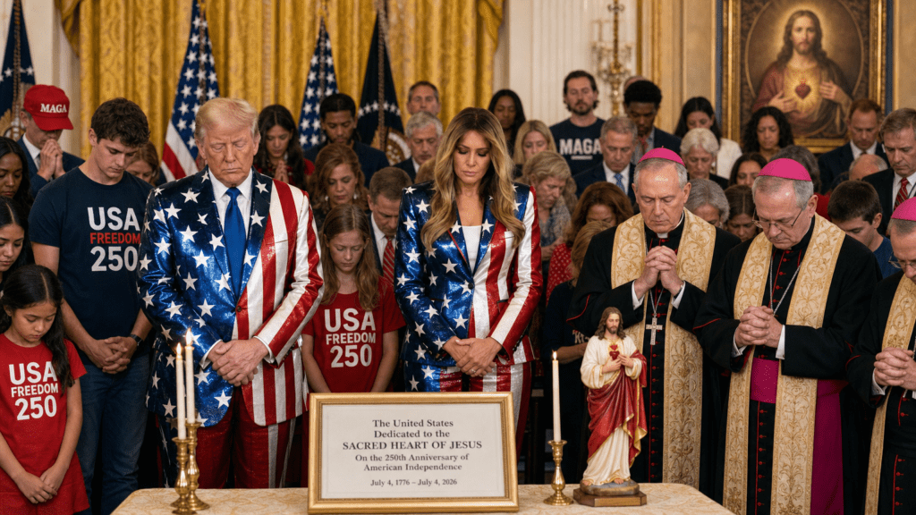 Trump on the dedication of the United States to the Sacred Heart of Jesus! Snažan trenutak u nacionalnoj priči da je Amerika oduvijek bila vođena rukom Boga
