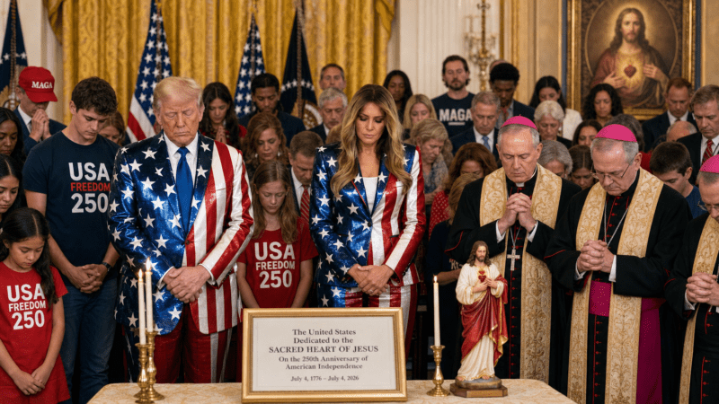 Trump on the dedication of the United States to the Sacred Heart of Jesus! Snažan trenutak u nacionalnoj priči da je Amerika oduvijek bila vođena rukom Boga