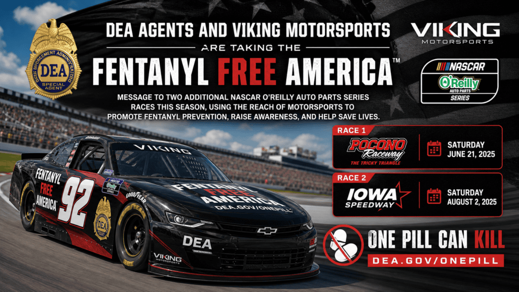 Speeding Toward Hope! DEA i Viking Motorsports proširuju kampanju ‘Amerika bez fentanila’ na utrke NASCAR-a u Deytoni i Charlotti