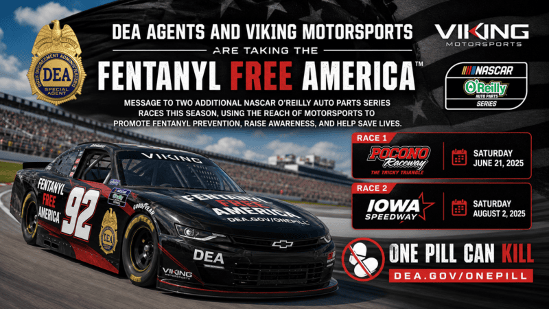 Speeding Toward Hope! DEA i Viking Motorsports proširuju kampanju ‘Amerika bez fentanila’ na utrke NASCAR-a u Deytoni i Charlotti