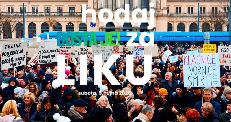 SNAŽNA POTPORA Prijatelji Životinja i Stop mega farmama ujedinjuju se za prirodu i podržali prosvjed Gospićana “Hodaj za Liku, hodaj za Hrvatsku!”
